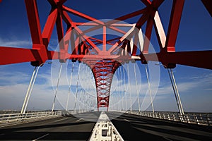 Red domed steel bridge