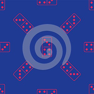 Red Domino icon isolated seamless pattern on blue background. Vector