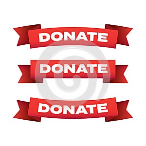 Red Donate Ribbon set vector sign