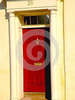 Red Door and Columned Entry in Charleston SC