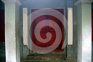 Red Door in Ngoc Son Temple at Hanoi Vietnam