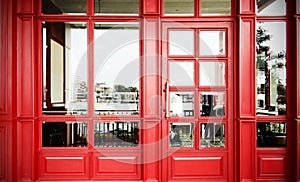 red door restaurant vintage facade
