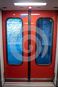 Red door train in Switzerland