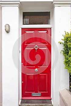 Red door in typical London house