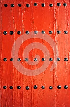 Red door in a wine cellar, bodega, Sanlucar de Barrameda, Cadiz province, Spa photo
