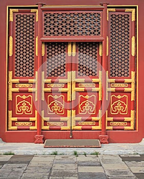 Red doors with golden painting 1