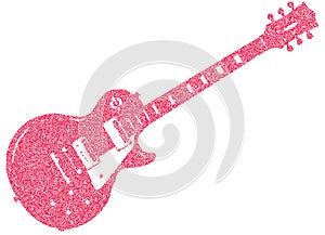 Red Dots Electric Guitar On White