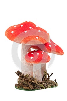 Red dotted decoration mushrooms isolated