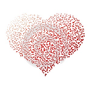 Red dotted heart. Valentine Day theme. Simple halftone gradient vector design