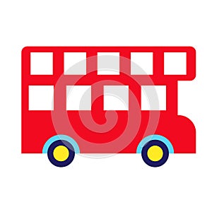 Red double bus geometric illustration isolated on background