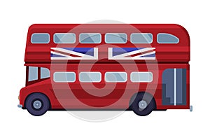 Red Double Deck Bus as Travel and Tourism Symbol Vector Illustration