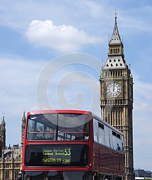 Red double decker and Big Ben London