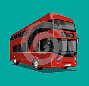 Red double decker bus city transportation concept in cartoon illustration vector