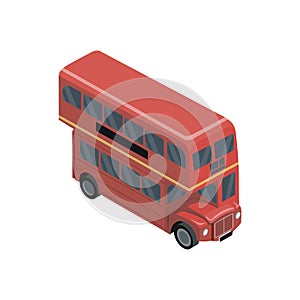 Red double decker bus isometric 3D element