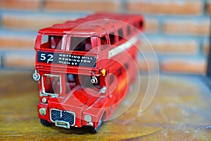Red double decker london bus model toy