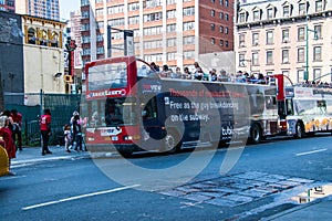 Red double decker New York City Hop on Hop off tour buses