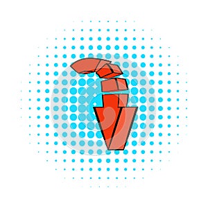 Red down arrow icon, comics style