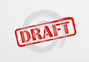 Red draft stamp on white background