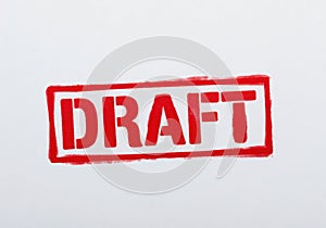 Red draft stamp on white background
