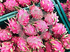 Red dragon fruit in the basket