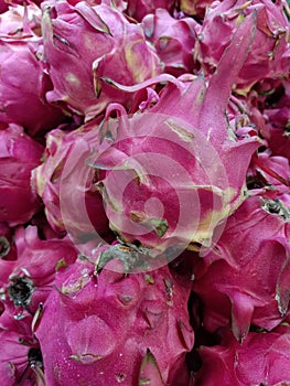 Red dragon fruit in fruitshop