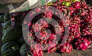 Red dragon fruit with red pulp. Hylocereus costaricensis