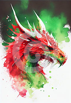 Red Dragon portrait Welsh flag Wales