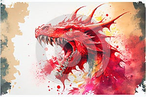 Red Dragon roaring head portrait