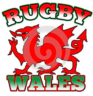 Red dragon Rugby Wales flag