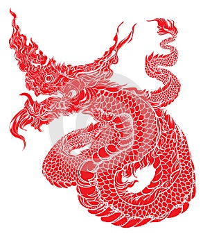 Red dragon tattoo Japanese style.