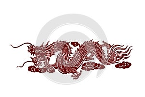 Red dragon on white background