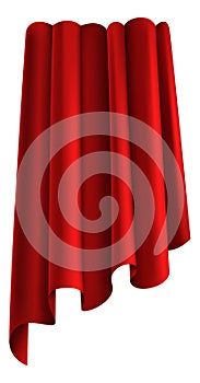 Red drapery. Realistic luxury velvet fabric folding