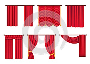 Red Drapes with Gold Tieback and Lambrequin Vector