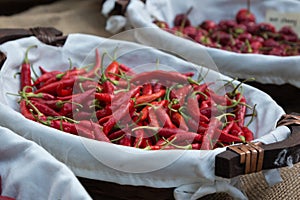 Red Dried Chili Peppers inside White Bowl