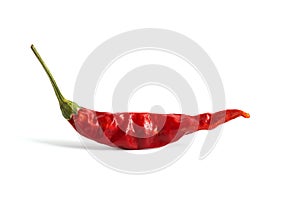 Red dried chili peppers on a white background isolated. Hot pepper