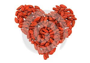 Red dried tibetan goji berries heart