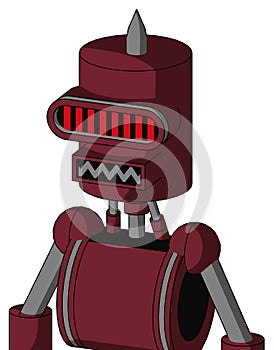 Red Droid With Cylinder Head And Square Mouth And Visor Eye And Spike Tip