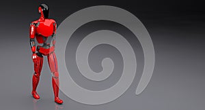 Red droid walking 