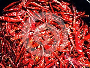 Red dry chilli texture background