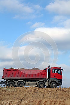 Red dump truck