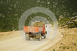 Red dump truck