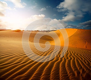 Red dunes near the town of Mui Ne