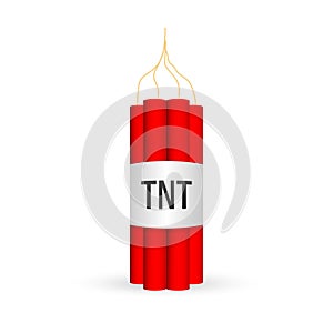 Red dynamite pack with electric time bomb, TNT. Vector stock illustration