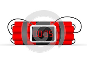 Red dynamite pack with electric time bomb, TNT. Vector stock illustration