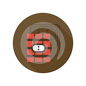 Red Dynamite with Timer Icon. Bomb Detonator Terror Weapons Theme. Sign and Symbol.