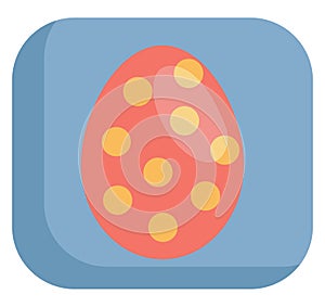 Red easter egg with yellow dots, icon