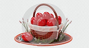 Red Easter Eggs in Basket Illustration