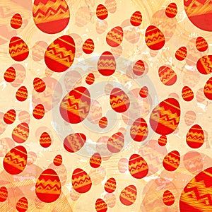 Red easter eggs in beige old paper background