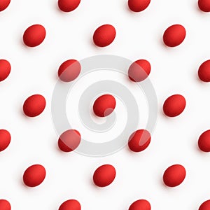 Red easter eggs seamless pattern on white background. Happy easter minimal food concept