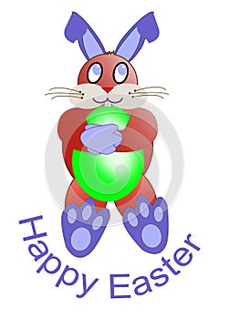A red Easter rabbit for Easter card
